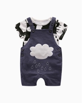 Yaz Tarzı Erkek Bebek Giyim Seti 2 Adet Kısa Kollu  T-shirt 