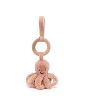 Jellycat Odell Octopus Wooden Ring Baby Stroller Car Seat Toy