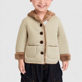 Thickened cartoon cotton-padded jacket with hood, casual style