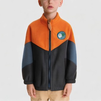 Boys' stand-collar fleece warm jacket