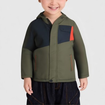 Boys' thickened hooded parka cotton jacket