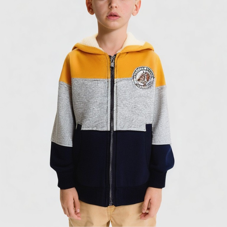 Boys' high-street style hooded fleece jacket