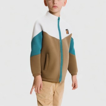 Children's spring colorful block wool jacket