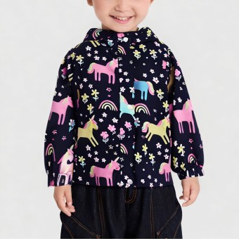 Children's autumn printed hooded waterproof jacket