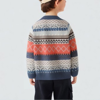Boys' winter thickened jacquard pullover knitted sweater