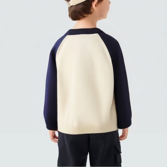 Twisted stitch embroidered children's knitted sweater