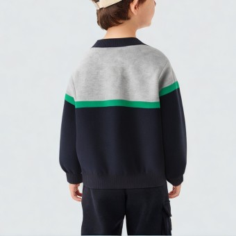 Striped crew neck thickened knitted sweater