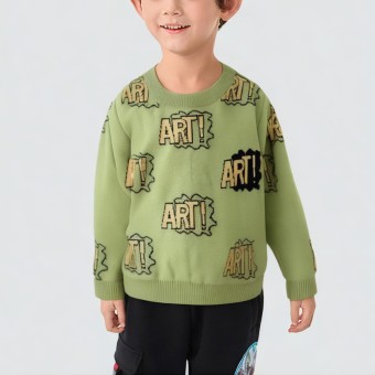 Cartoon-themed fun crewneck knitted sweater