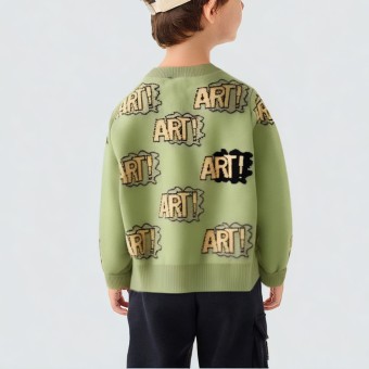 Cartoon-themed fun crewneck knitted sweater