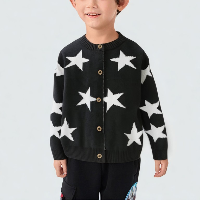 Cotton knitted cardigan jacket for boys