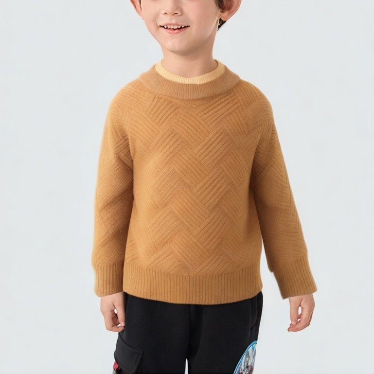 Diamond-patterned striped knitted sweater