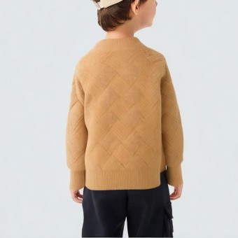 Diamond-patterned striped knitted sweater