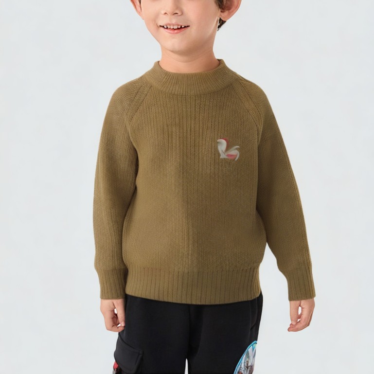 High-quality solid color long-sleeved knitted sweater