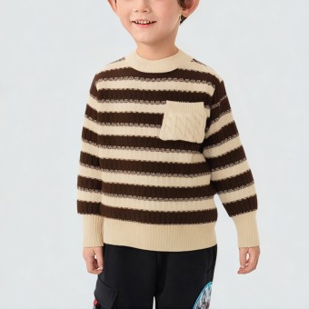 High-end interwoven color stripe knitted sweater