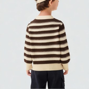 High-end interwoven color stripe knitted sweater