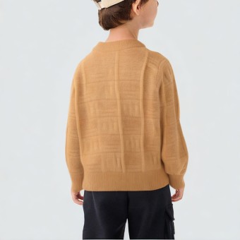 Checked pattern cross-stitch boys' knitted sweater