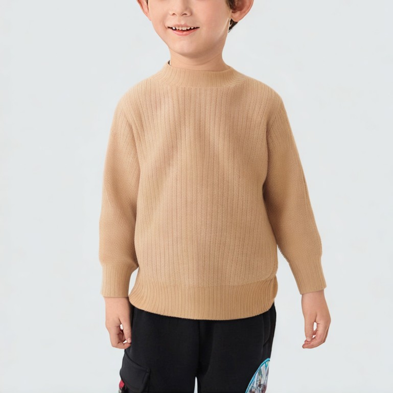 Solid color basic boys' pullover knitted sweater