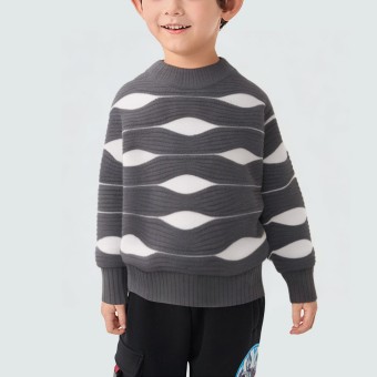 Wave-striped pullover knitted sweater