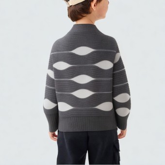 Wave-striped pullover knitted sweater