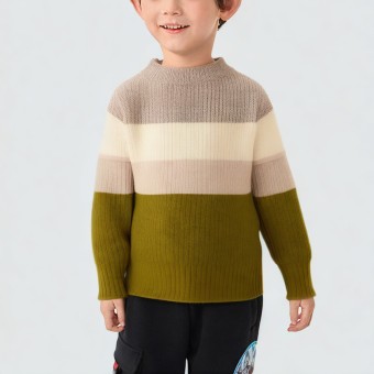 Four-color layered striped knitted sweater