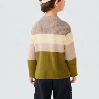 Four-color layered striped knitted sweater