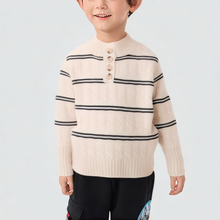 Lightweight knitted sweater with twisted stripe pattern
