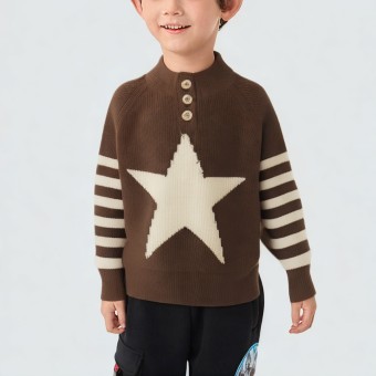 Star-patterned striped knitted sweater for autumn and winter