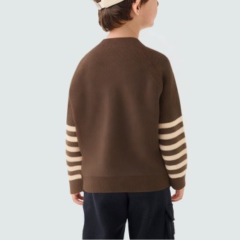 Star-patterned striped knitted sweater for autumn and winter
