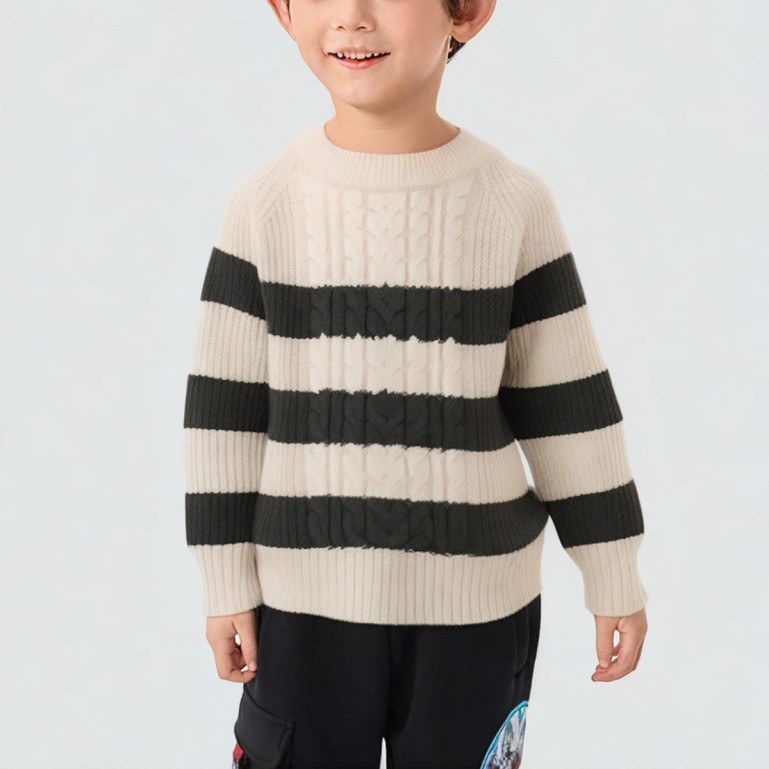 Color-blocked layered design knitted sweater