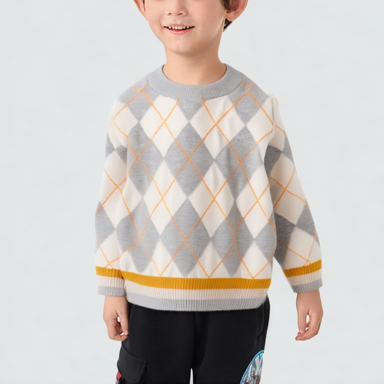 Diamond pattern knitted sweater pullover