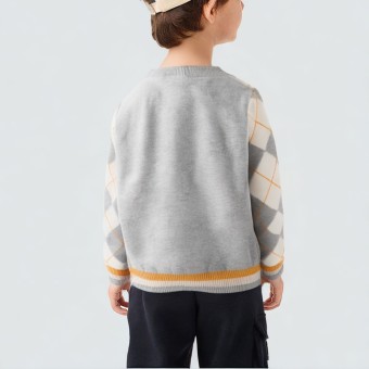 Diamond pattern knitted sweater pullover