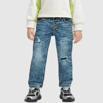 Stretch straight-leg denim jeans/casual trousers