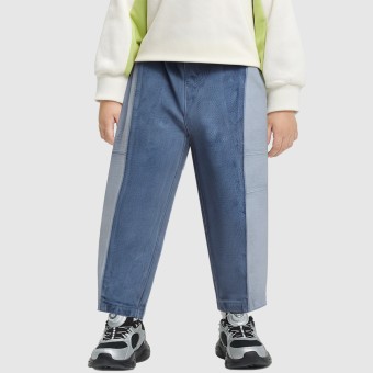 Wide-leg blue casual denim cropped trousers