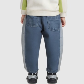 Wide-leg blue casual denim cropped trousers