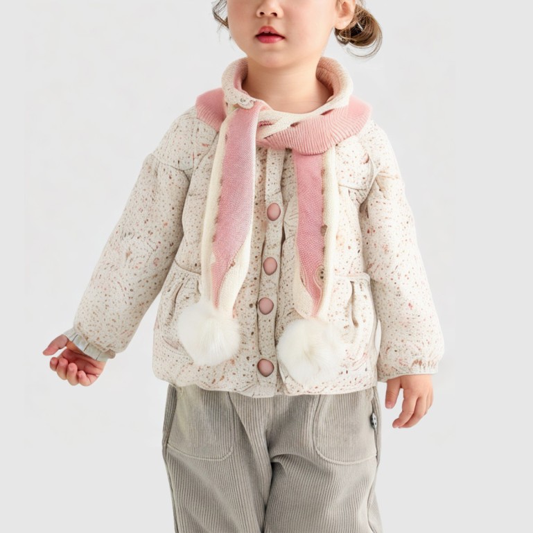 Winter printed hooded wool jacket