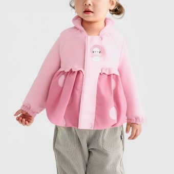 Hooded cartoon embroidered zip-up jacket