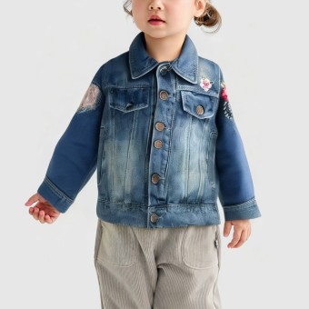 Girls' patchwork denim jacket