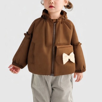 Bow-tie hooded cotton coat