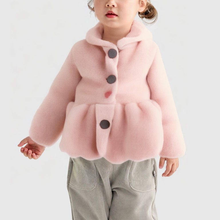 Long-sleeved hooded jacket with rabbit ears