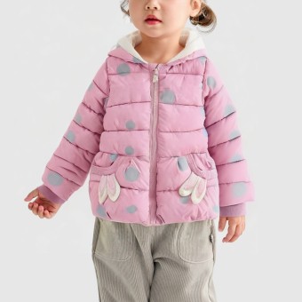 Creative cotton-padded jacket with rabbit ears for children
