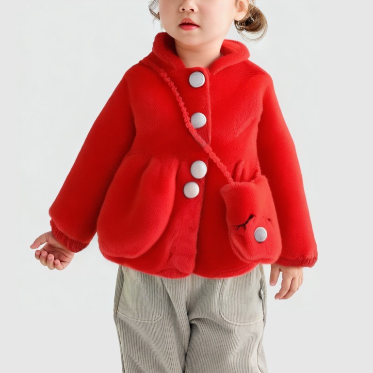 Red rabbit and bowknot winter cotton coat