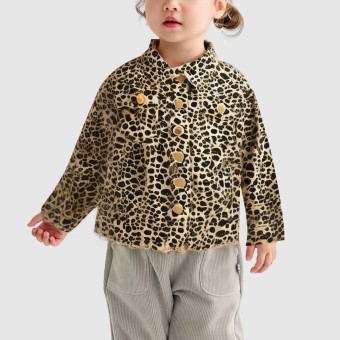 Baby girl's spring leopard print denim jacket