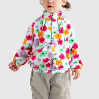 Patterned wool-feel hooded jacket with chain embellishment