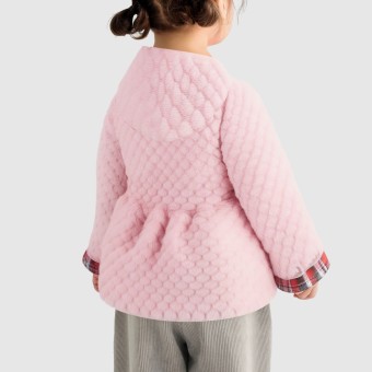 Plaid color-blocked hooded sweater jacket