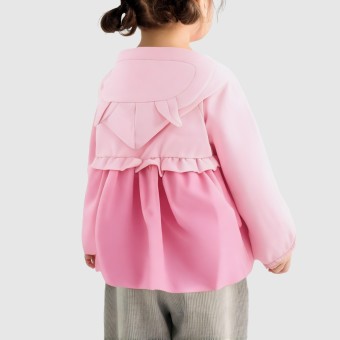 Hooded cartoon embroidered zip-up jacket