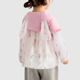 Hooded casual cotton jacket with cartoon print