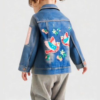 Girls' patchwork denim jacket