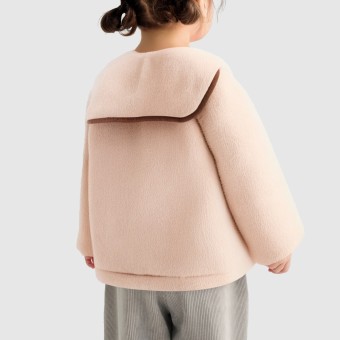 Bow-tie detail wool-lined wool cardigan jacket