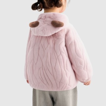 Mid-length hooded jacket with thick wool lining