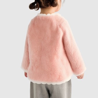 Girls' winter floral print wool down jacket